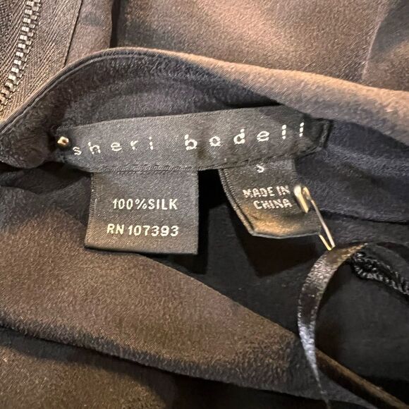 Sheri Bodell Black Silk Halter Mini Dress S Metal Ring Detail Tribeca Glam NWT - Picture 9 of 9